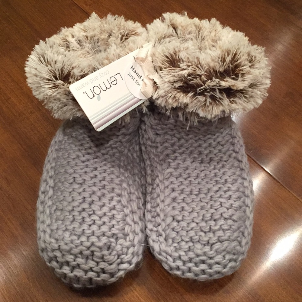 Faux fur knit slipper booties LUXURIOUS - Picture 3 of 4